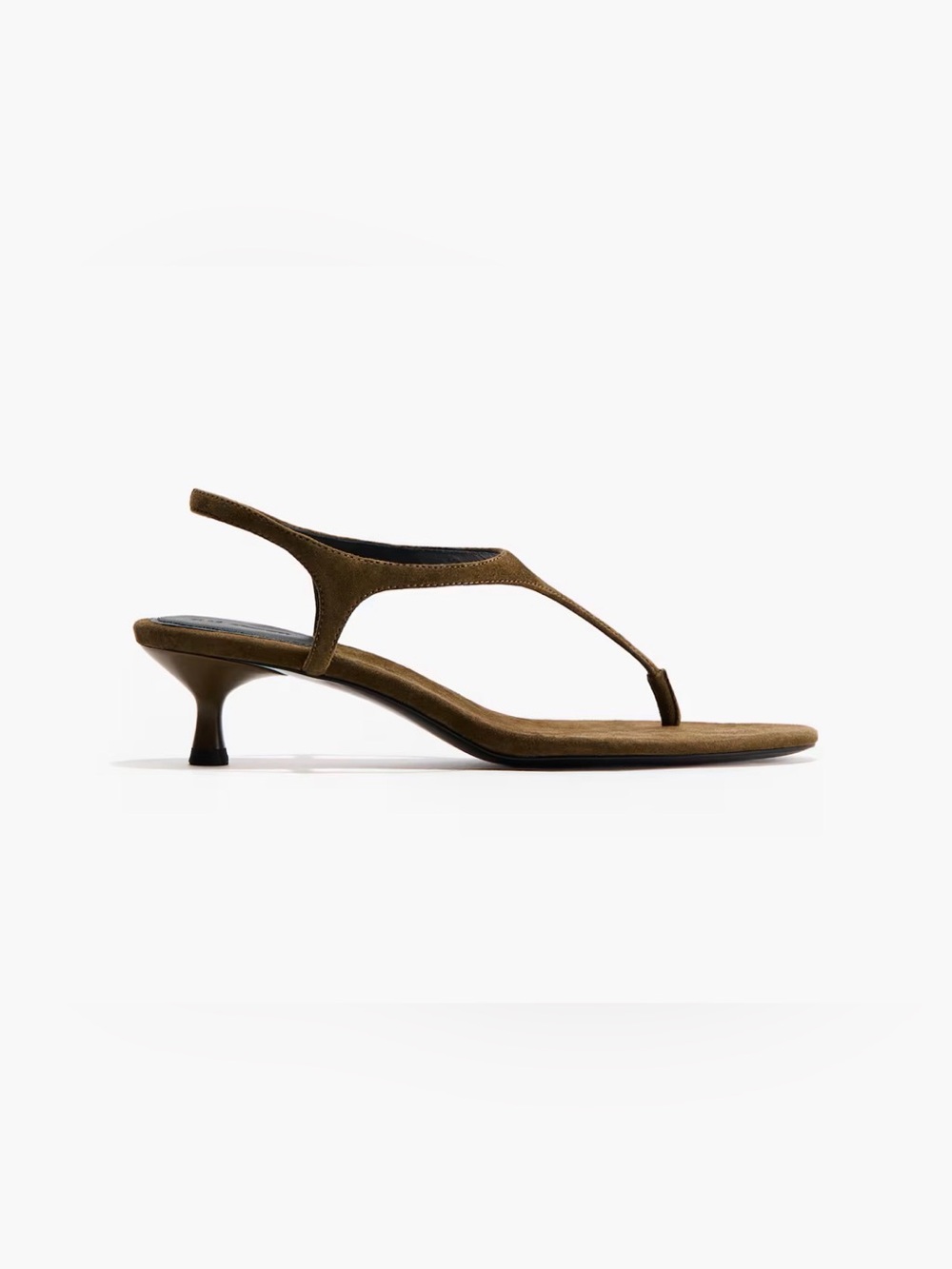 H&M Edition Thong Styled olive 🫒 green Suede Kitten Heel Sandal Size 8 NWT